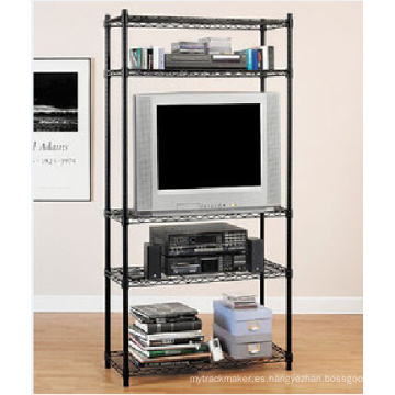 Rack de metal de alambre negro para almacenamiento en el hogar de uso de sala de estar (LD7535180A5E)